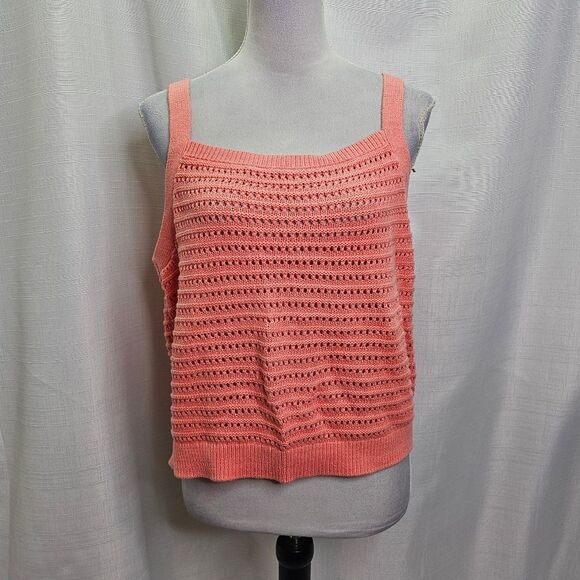 Universal Thread Coral Pink Open Knit Cotton Tank Size XXL - Picture 3 of 9